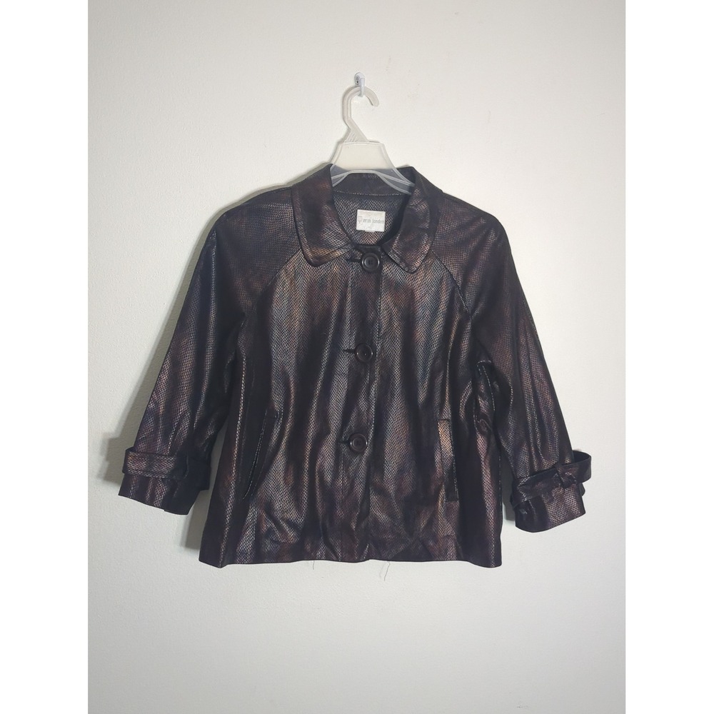 Erin London Womens Jacket Metallic Bronze Snakeskin Python Iridescent Neutral XL